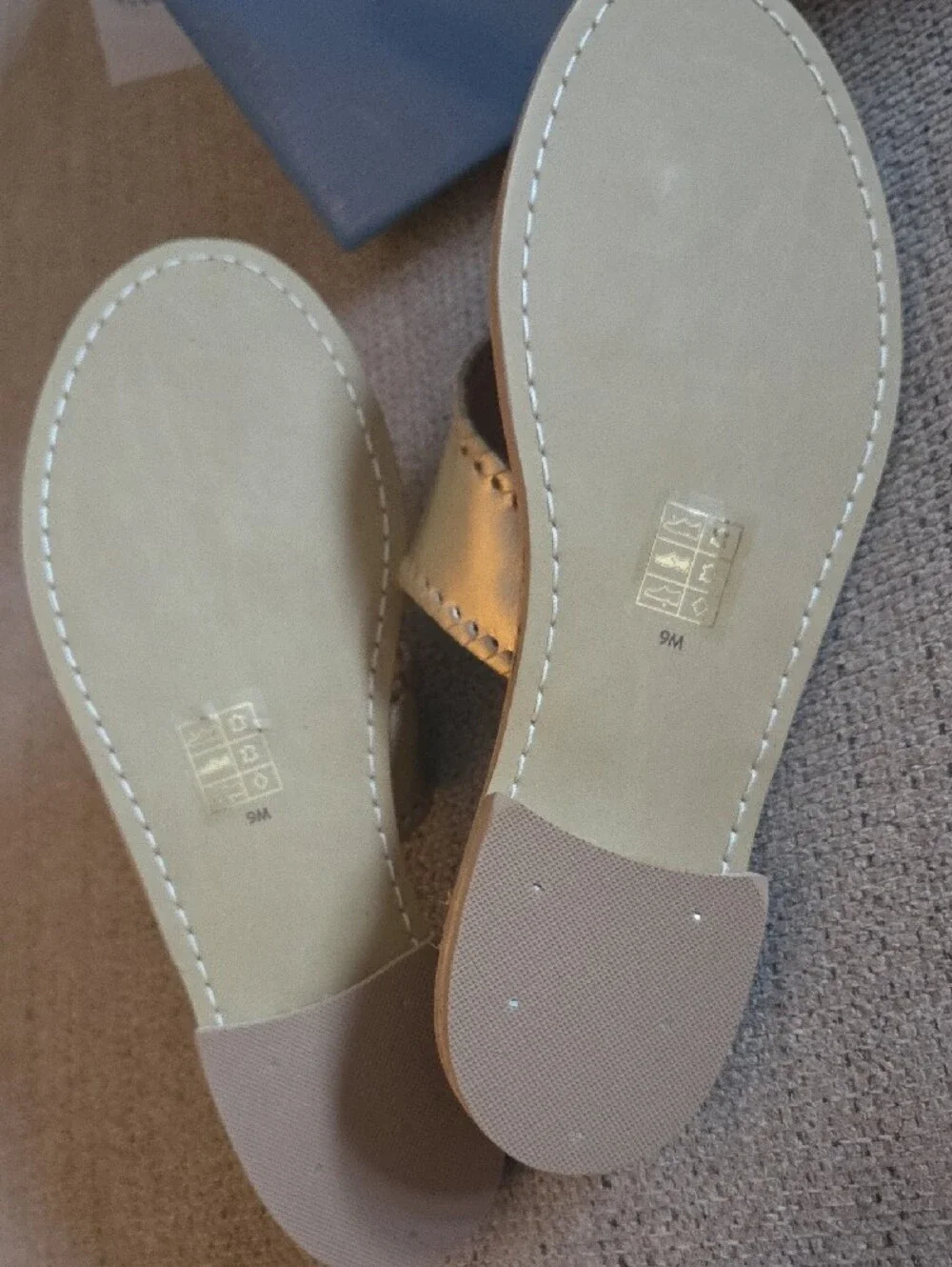 Jack Rogers Metallic Gold Embroidered Champagne Thong Sandals